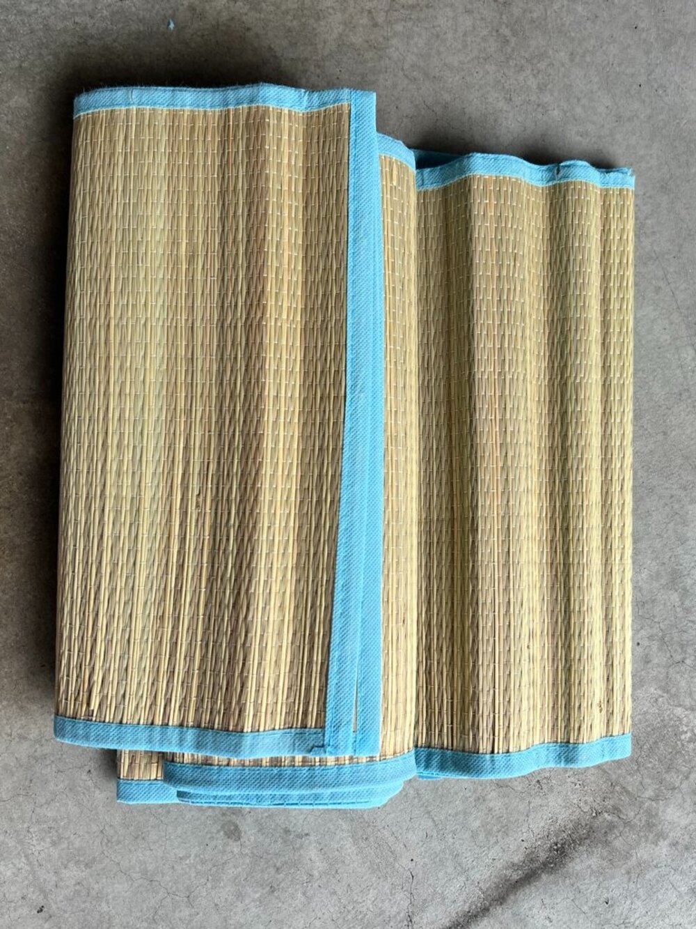 Traditional Korai Grass Mat Natural Woven Texture with Colored Border Trim